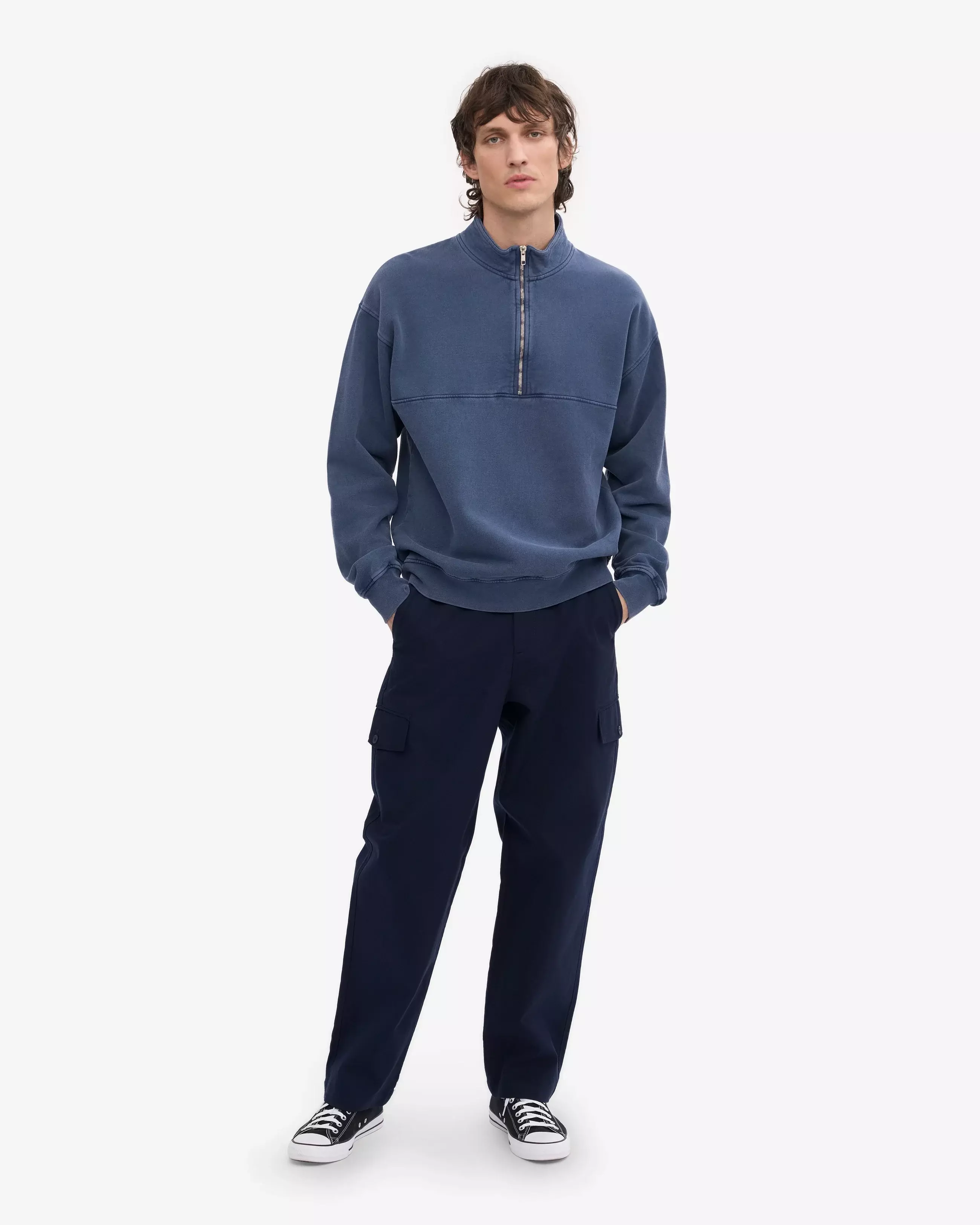 Colorful Standard Neptun Blue Organic Quarter Zip Pullover Herren blau